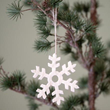 Hanger Vilt Wit - Sneeuwvlok 10cm - Fairtrade