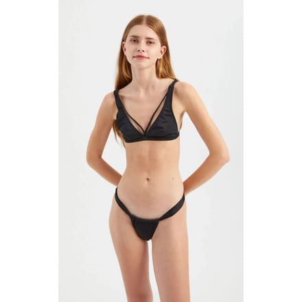 Effen Strapless Triangle Bikini Set met Braziliaanse Bovenkant