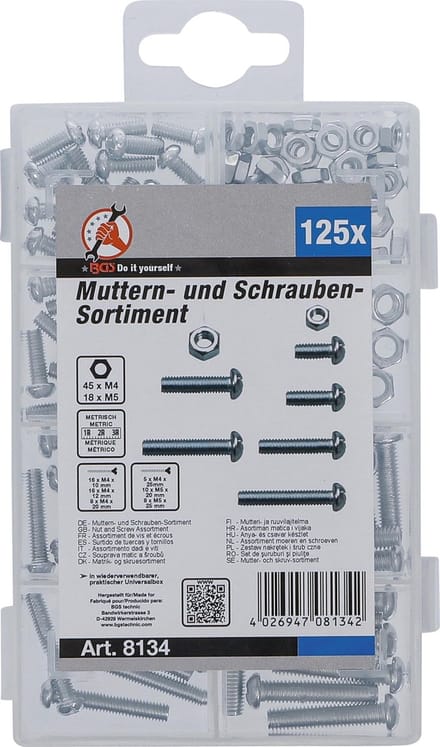 BGS - Schroeven set - M4 en M5 - Kleine schroeven - Assortiment 125 stuks - BGS8134