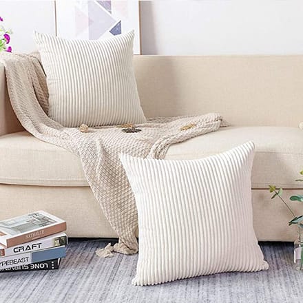 2-Pack Kussensloop - Gestreepte Hoes 50x50 cm - Voor Bank,Bed en Auto - lichtgeel