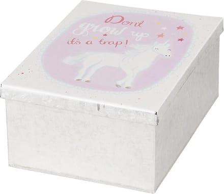 Clayre & Eef Blikken Bewaardoos 10x14x6 cm Wit Roze Metaal Eenhoorn