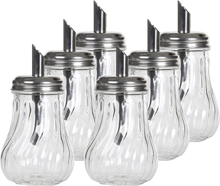Alessandro Suikerpot - 6x - glas/rvs metaal - transparant/zilver - 7 x 14 cm - luxe uitvoering