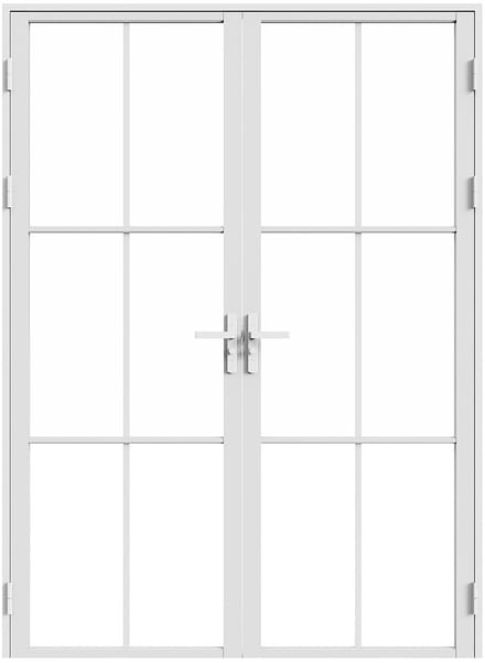 Vente-unique Omkeerbaar dubbel deurstel in aluminium en gehard glas - Wit - 2 x H204 x B83 cm - SEROTO