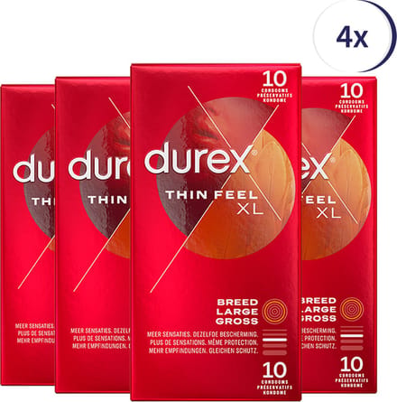 Durex Condooms Thin Feel XL 10st - 4 Stuks - Voordeelverpakking
