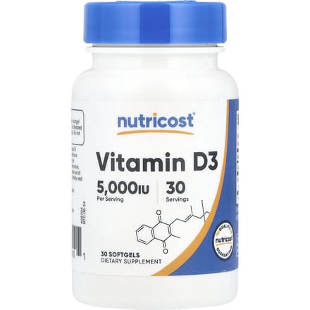 Nutricost, Vitamine D3, 5.000 IE, 30 softgels