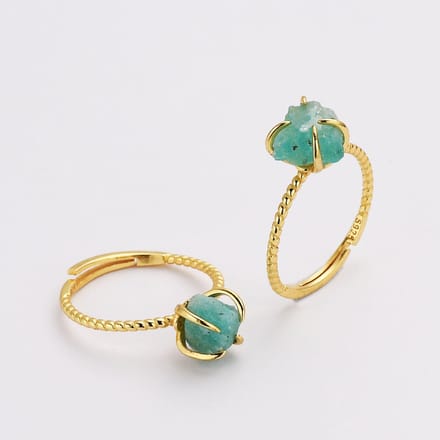 Gouden Ring Dames – Cadeau voor vrouwen – Verstelbare Ring met Amazoniet Edelsteen – Starlyte