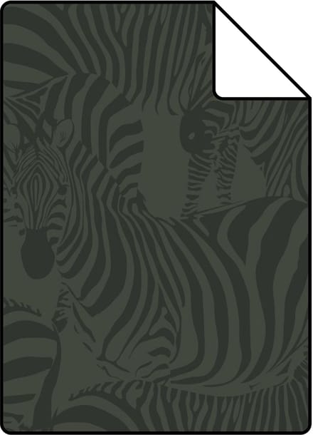 Proefstaal Origin Wallcoverings behang zebra's donkergroen - 26.5 x 21 cm - 347913-S