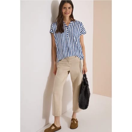Blouse met afhangende schouders en strepen