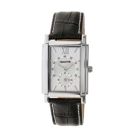 Heritor Automatic Frederick leren band horloge - zilver