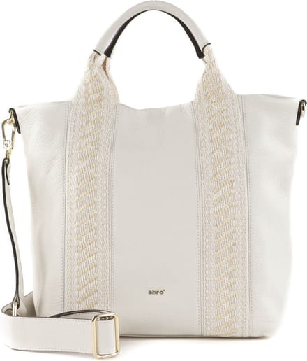 abro Leren Schoudertas Leather Dalia Shopper Kaia Small Ivory Wit