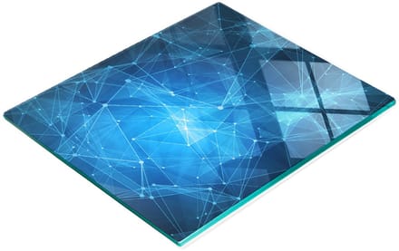 Decoratieve glazen snijplank met blauwe lijnen, 60x52 cm