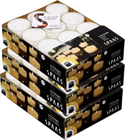 Spaas Maxi Clearlights – Theelichtjes in transparante cup – 72 kaarsen – Geurloos – circa 10u – Ø5,6cm
