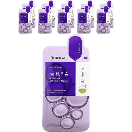 MEDIHEAL, De HP A, Stralende Ampoule Schoonheidsmasker, 10 vellen, 25ml (0,84 fl oz) elk white