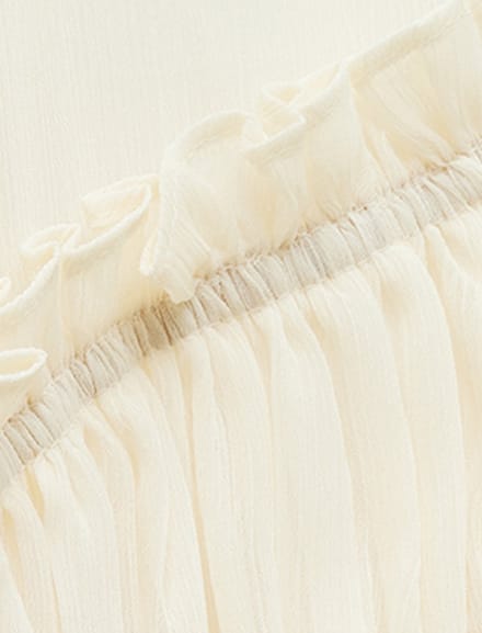 Lange mouw V-kraag Rüschenbluse