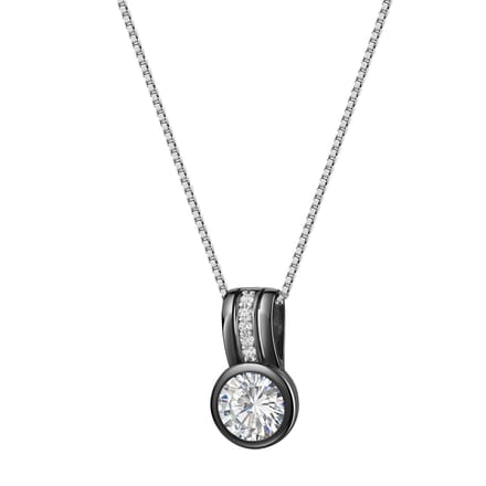 Celesta Silber Anhänger mit Kette 925 Silber rhodiniert/schwarz Zirkonia