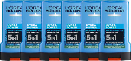 L'Oréal Paris Men Expert Hydra Power Shower Gel - Hydrateert om trekkerigheid te voorkomen - 5in1 formule - 250ml x6