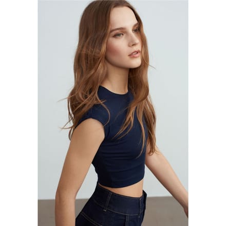 Slim Fit Crop Jersey Blouse
