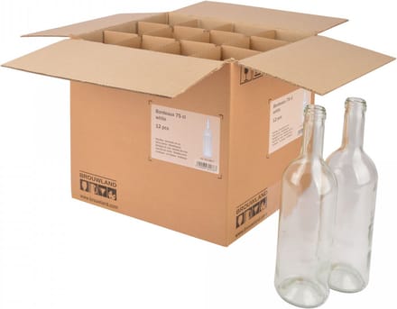 Wijnfles Bordeaux 75 cl, wit, doos 12 st., Kleur: wit