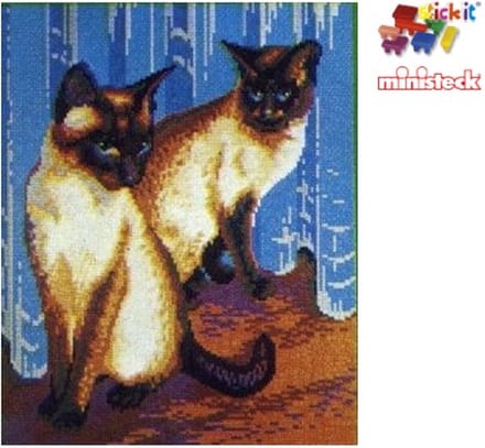 Stick-it Siamese katten, ca. 9.500 steentjes, compatibel met Ministeck