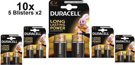 10 Stuks (5 Blisters a 2st) - Duracell LR14/C/Baby/R14/MN 1400/AM-2/E93