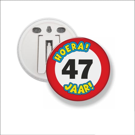 Button Met Clip 58 MM - Hoera 47 Jaar