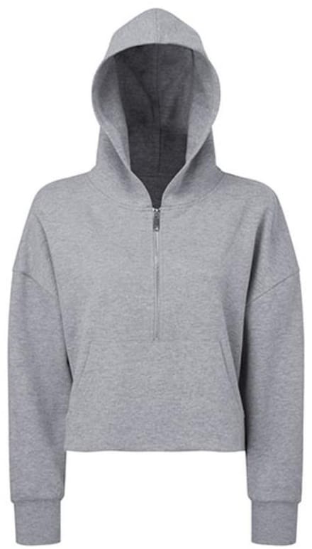 TriDri - Dames Hoodie met halve Rits - Heather Grey maat S/M