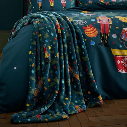 Kerst Notenkraker Fleece Deken 130x170 cm - Groene Cosy Throw