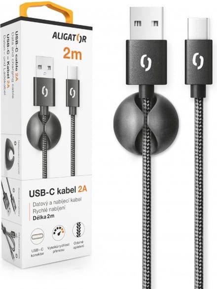 Aligator DATKP26 USB-kabel 2 m USB A USB C Zwart
