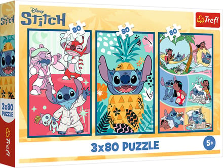 Trefl puzzel Disney Lilo&Stitch 3x80 stukjes - Stitch's wereld.