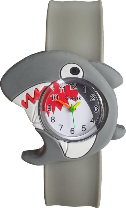 Fako Bijoux® - Kinderhorloge - Slap On Mini - Haai - Grijs