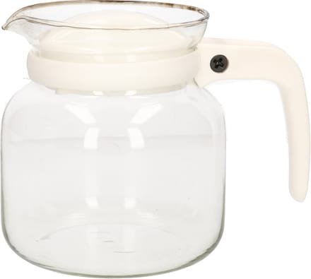 Gerimport Theepot - glas - kunststof deksel - wit - 1 liter - theekanm