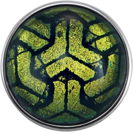 Quiges - Dames Click Button Drukknoop 18mm Glas Metallic Patroon - EBCM177