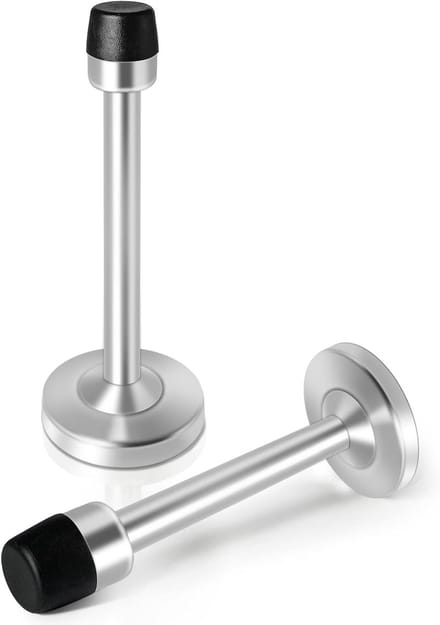 Famanu – Lange wanddeurstopper set 2 stuks – 6 inch – extra lange rubber tip – geborsteld nikkel – m
