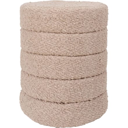 Poef Rosa Beige 53 x ø43 cm - Luxe Ronde Poef met Gelaagd Design