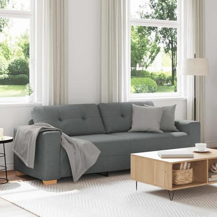 vidaXL - 3-zitsbank - donkergrijs - 220x78x80 - cm - stof