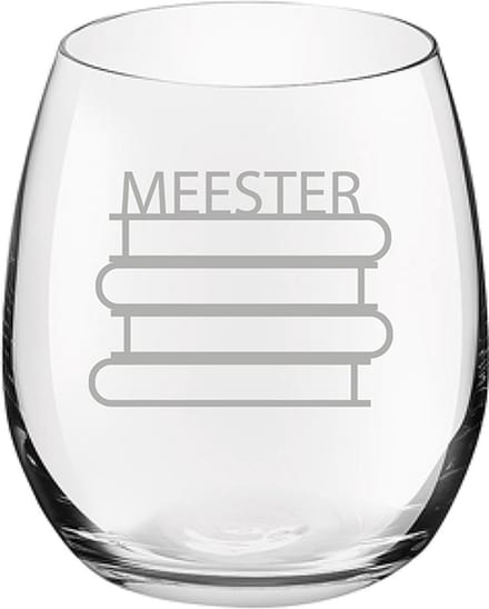 Gegraveerde Drinkglas 39cl Meester met boeken