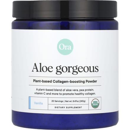 Ora, Aloe Gorgeous, Poudre de Réplétion de Collagène Végétal, Saveur Vanille, 8,47 oz (240g)