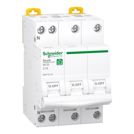 Schneider Electric Resi9 XP MCB/circuit breaker 3PN C-characteristic 16A 6kA 54mm