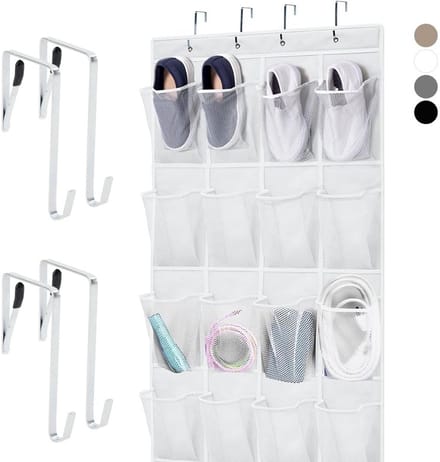 Ruimtebesparende Schoen Organizer Over Deur met 24 Pocket en Sterke Haken