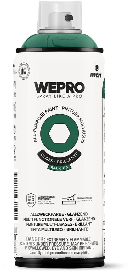 Spuitbus Ral 6016 Groen Glans MTN WEPRO ALL-PURPOSE PAINT 400ML