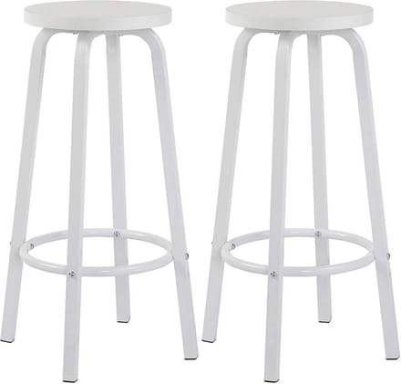 Industriële Barkruk - Barkrukken Set van 2 Stuks - Zithoogte 72 cm - Hout, Metaal, Wit, 30 x 32 cm