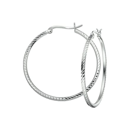 Glams oorringen gediamanteerd - 40 mm - Zilver