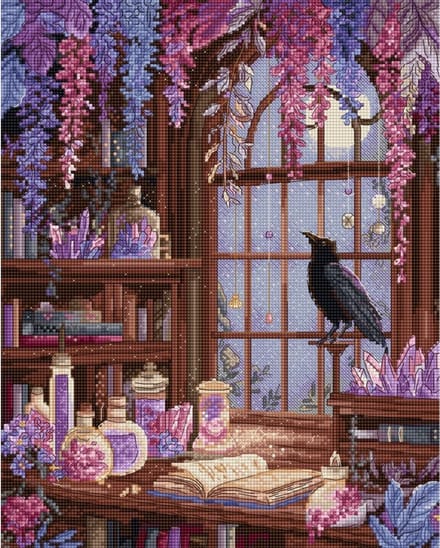 Borduurpakket LETI 9987 - Raven's Library - Raven Bibliotheek- Leti Stitch