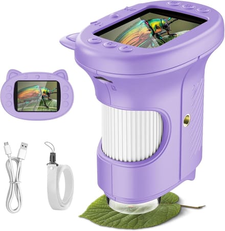 Kindermicroscoop 1000X 4K met IPS-Scherm en Verlichting voor Educatief STEM Speelgoed
