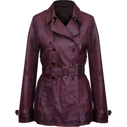 Halflange lederen trenchcoat voor dames - Oakham