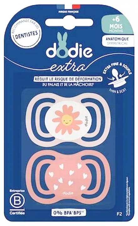 Dodie Extra 2 Symmetrical Anatomische Fopspenen + 6 Maanden (Kleur : Bloem/Harten)