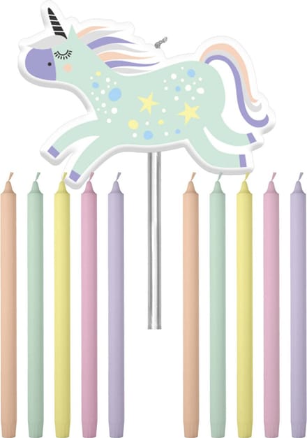 Folat - Verjaardagskaarsjes Unicorns & Rainbows 10 cm - 11 stuks