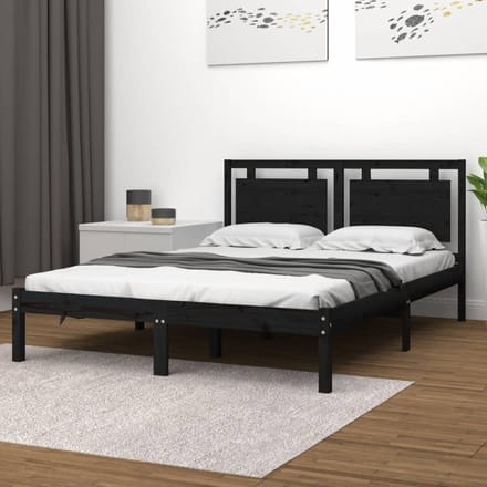 vidaXL - Bedframe - massief - hout - zwart - 200x200 - cm