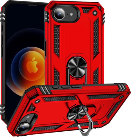 Cityhoesje - Backcover iPhone 16e-17e - Ring Armor - Rood