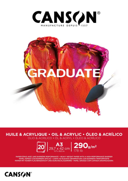 Schilderpapier canson graduate 20vel 290gr a3 wit